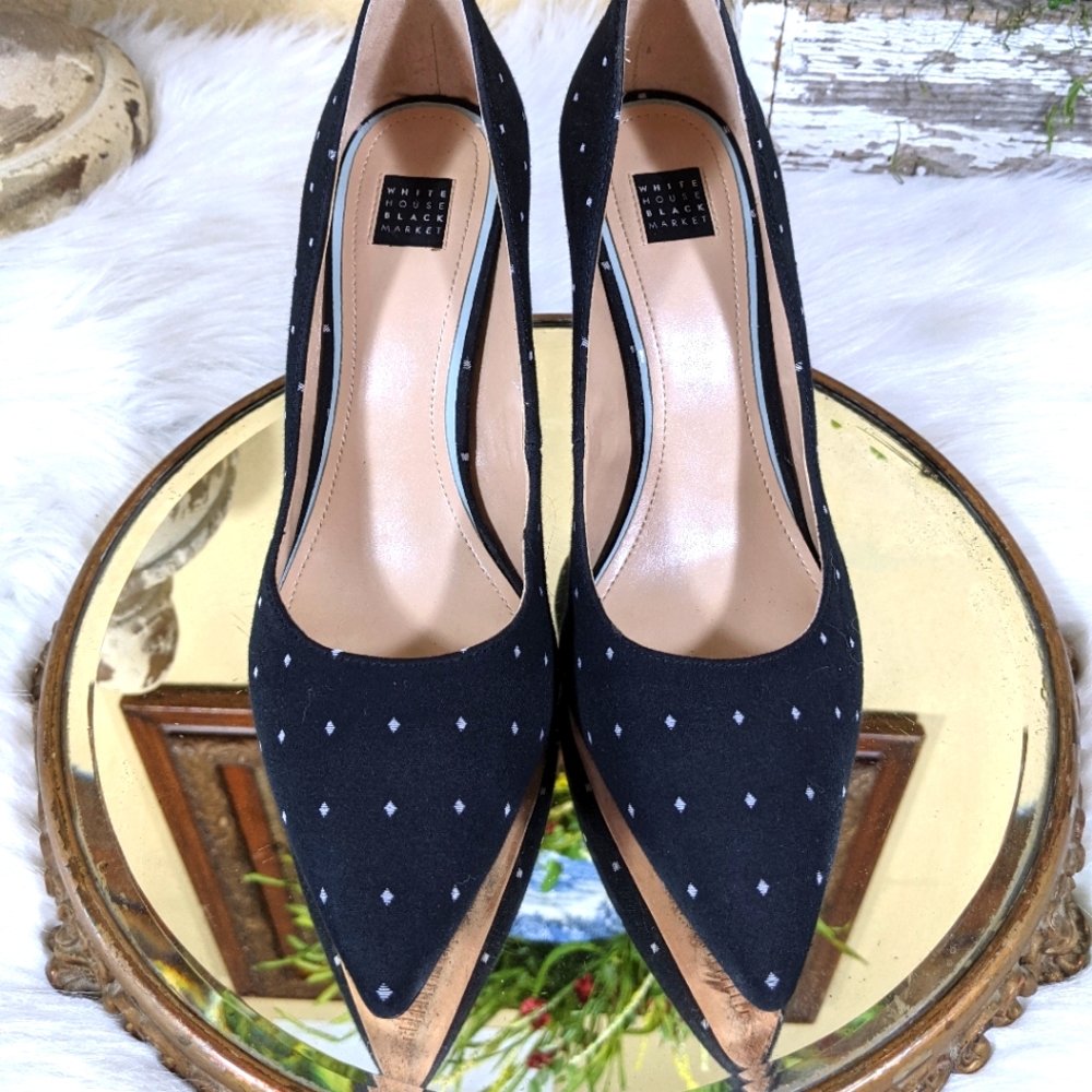 White House Black Market Poke A Dot Pumps Heels - Picture 2 of 9